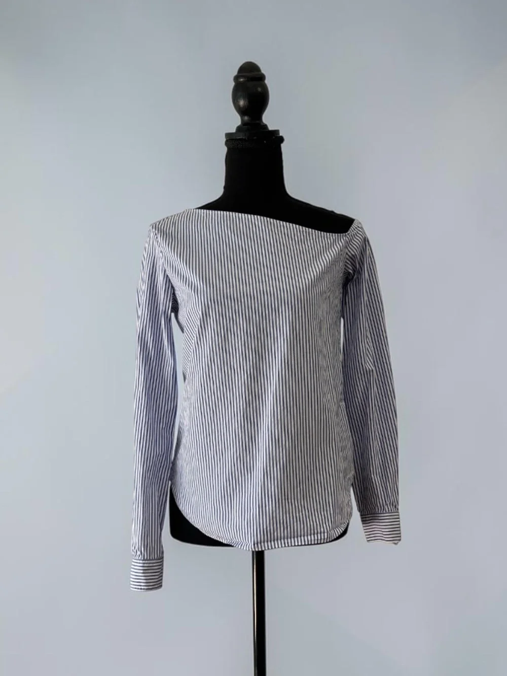 Theory One Shoulder Striped Blouse